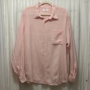 Uniqlo Light Pink Linen Casual Resort Wear Button-Down Shirt XXL
